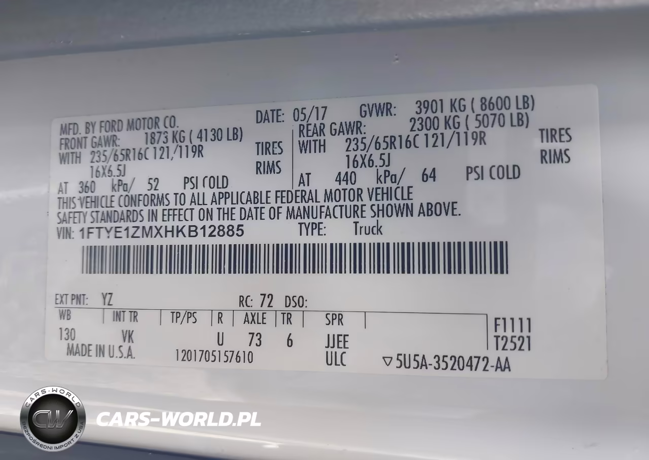 2017 Ford Transit-150 VIN:1FTYE1ZMXHKB12885 - 9