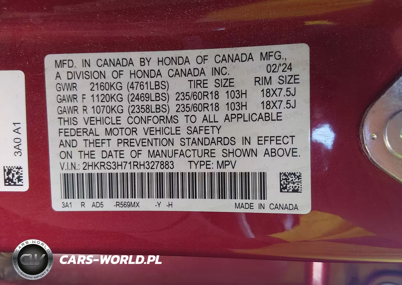 2024 Honda Cr-V Ex-L 2Wd VIN:2HKRS3H71RH327883 - 9