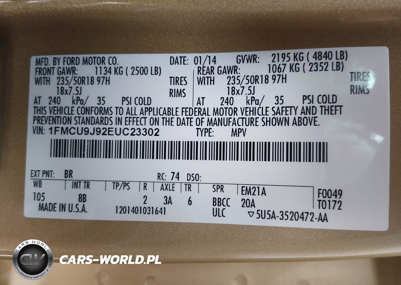 2014 Ford Escape Titanium VIN:1FMCU9J92EUC23302 - 9