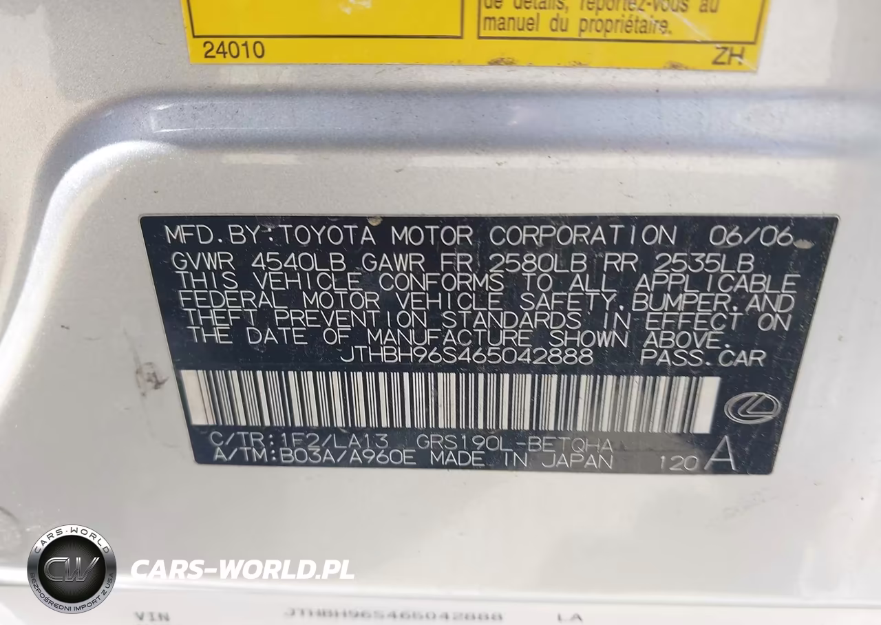 2006 Lexus Gs 300 VIN:JTHBH96S465042888 - 9