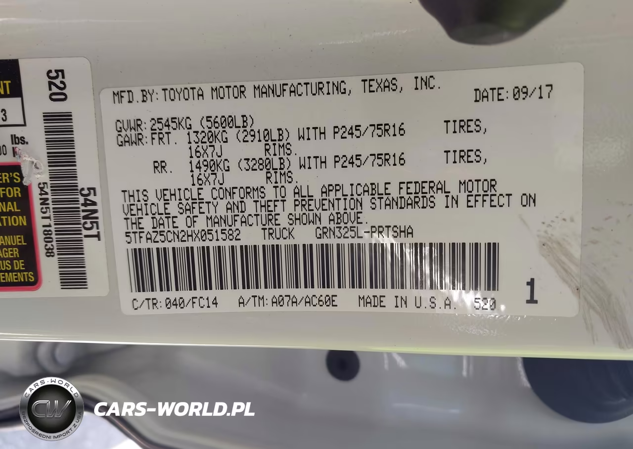 2017 Toyota Tacoma Sr5 V6 VIN:5TFAZ5CN2HX051582 - 9