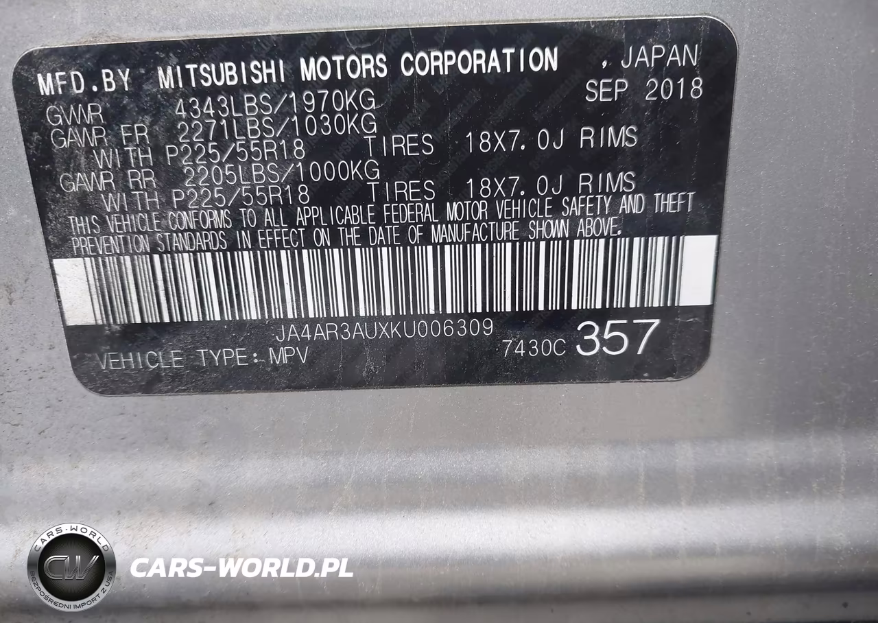 2019 Mitsubishi Outlander Sport 2.0 Es VIN:JA4AR3AUXKU006309 - 9