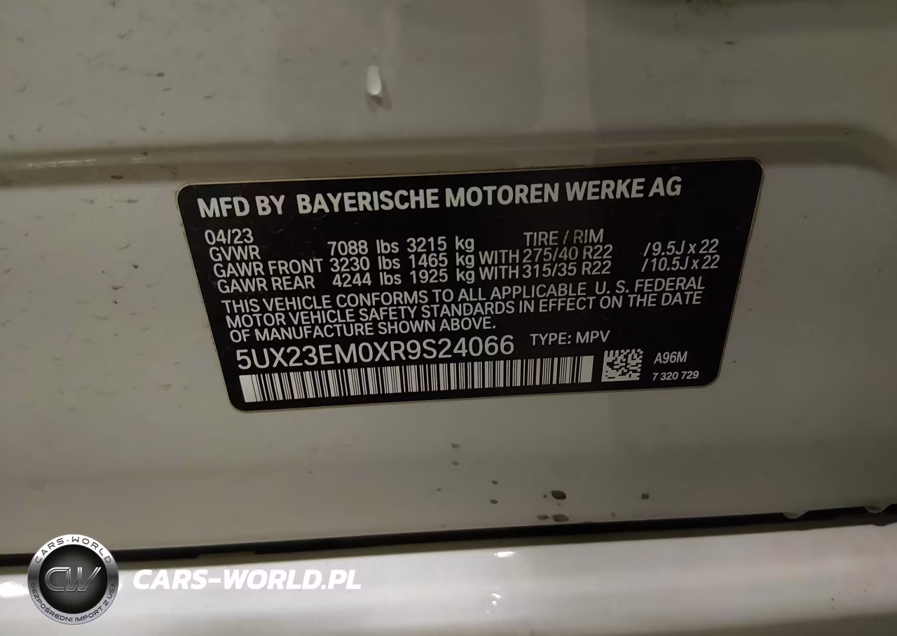 2024 BMW X7 xDrive40I VIN:5UX23EM0XR9S24066 - 9