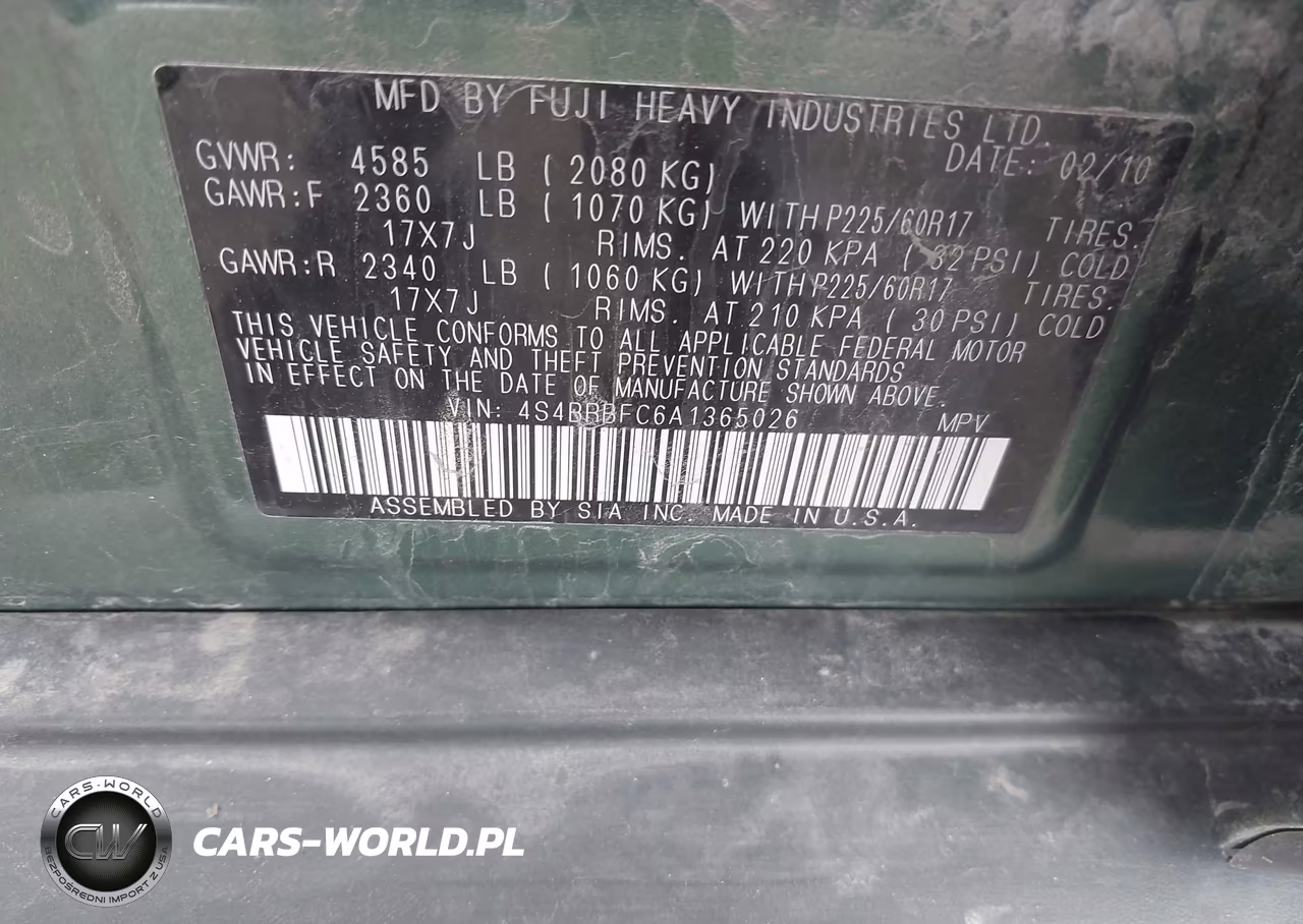 2010 Subaru Outback 2.5I Premium VIN:4S4BRBFC6A1365026 - 9