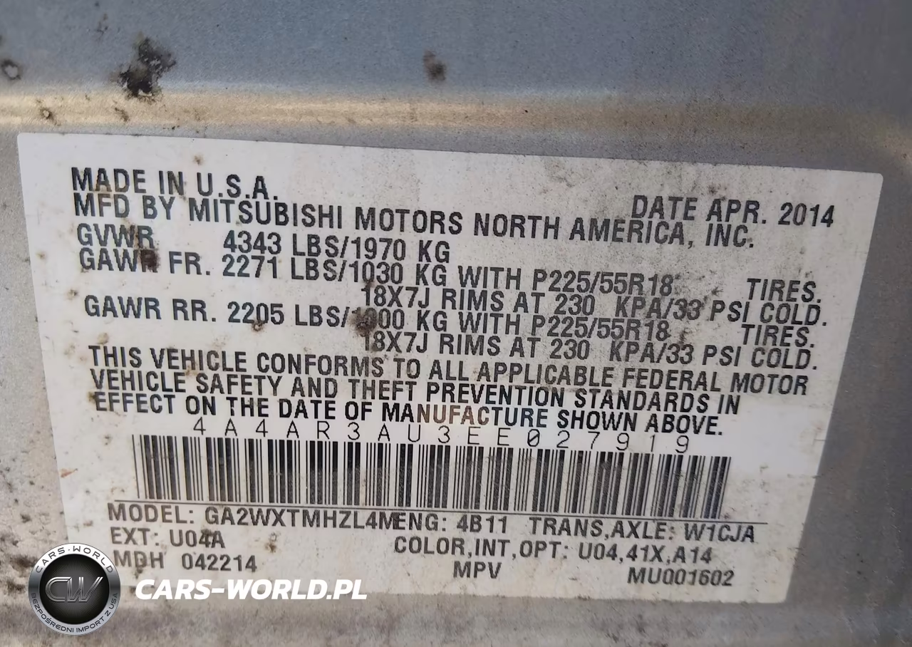 2014 Mitsubishi Outlander Sport Es VIN:4A4AR3AU3EE027919 - 9