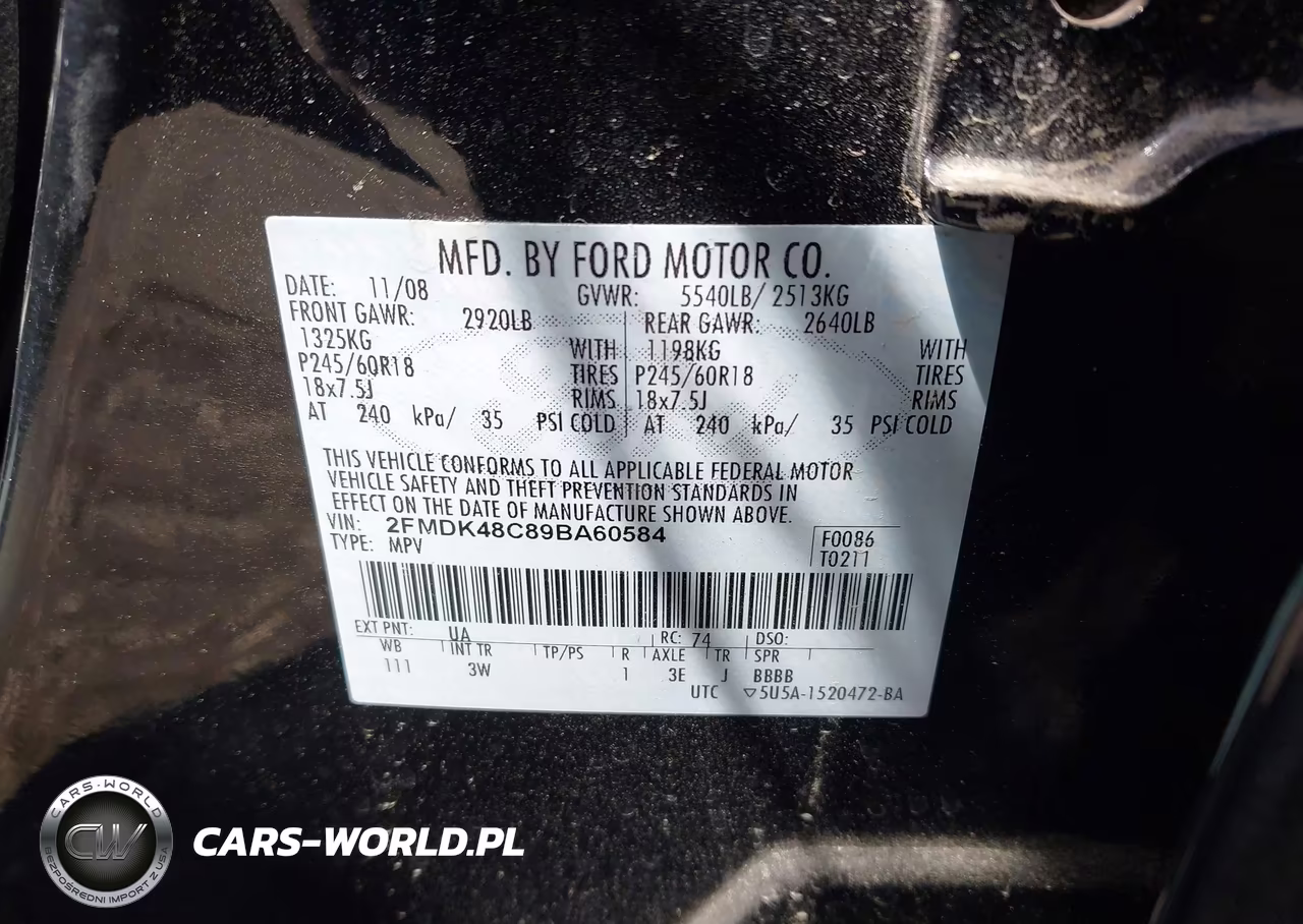 2009 Ford Edge Sel VIN:2FMDK48C89BA60584 - 9