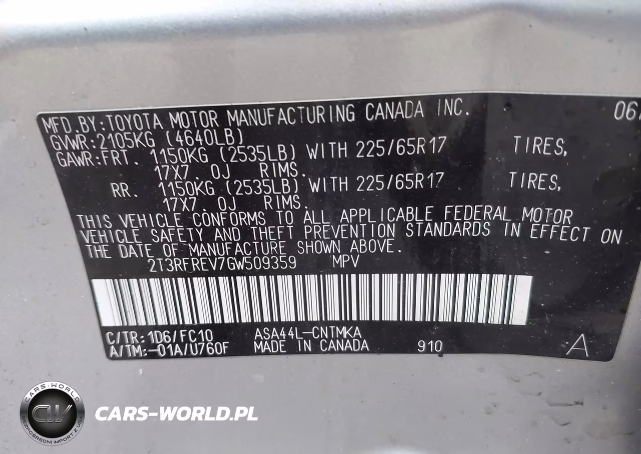 2016 Toyota Rav4 Xle VIN:2T3RFREV7GW509359 - 9