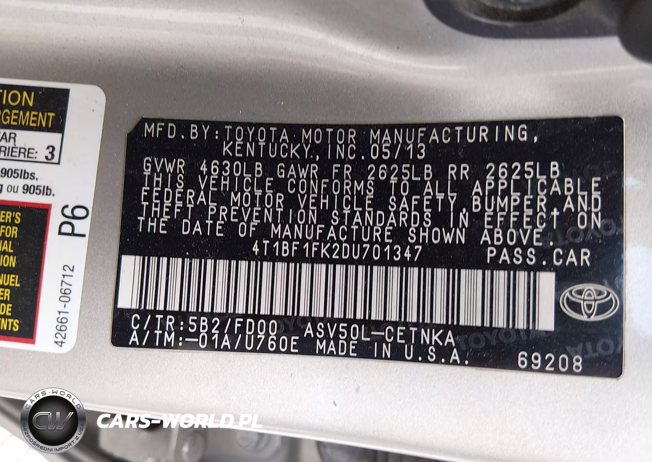 2013 Toyota Camry Le VIN:4T1BF1FK2DU701347 - 9