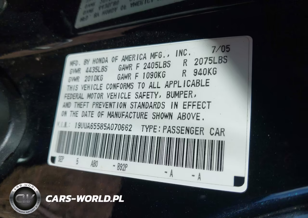 2005 Acura Tl VIN:19UUA65585A070662 - 9
