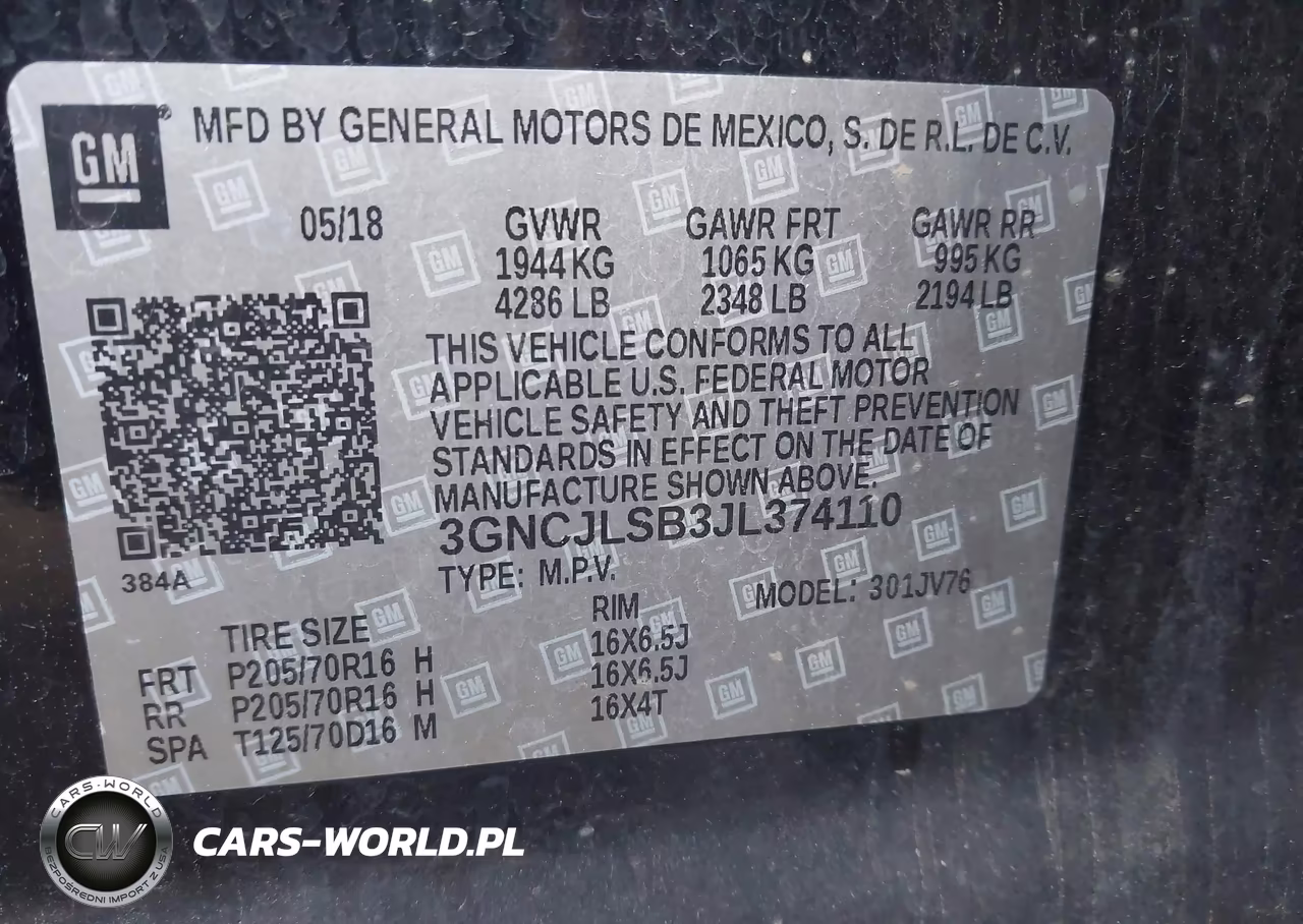 2018 Chevrolet Trax Lt VIN:3GNCJLSB3JL374110 - 9