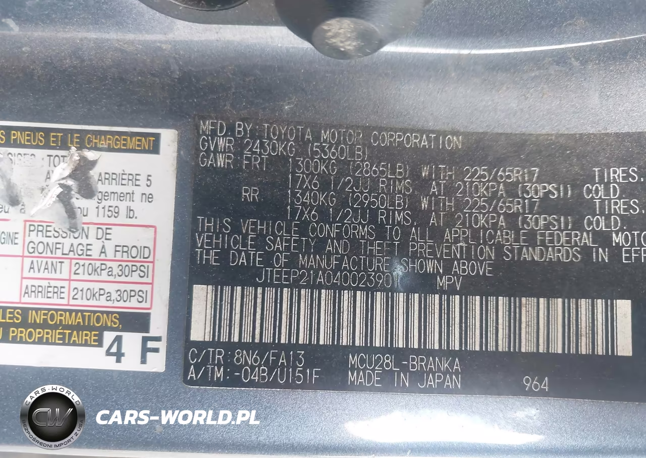 2004 Toyota Highlander Limited V6 VIN:JTEEP21A040023901 - 9