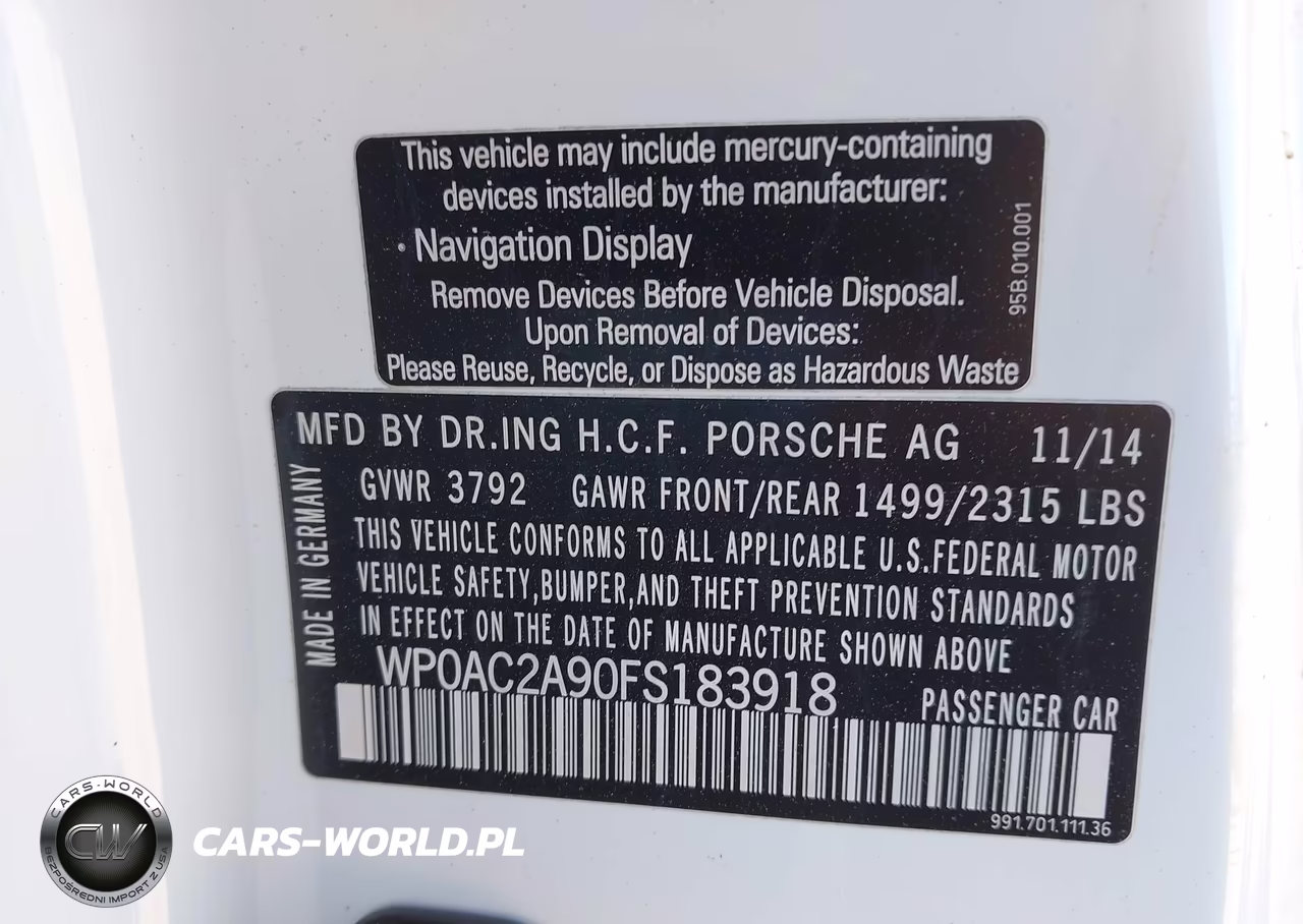 2015 Porsche 911 Gt3 VIN:WP0AC2A90FS183918 - 9