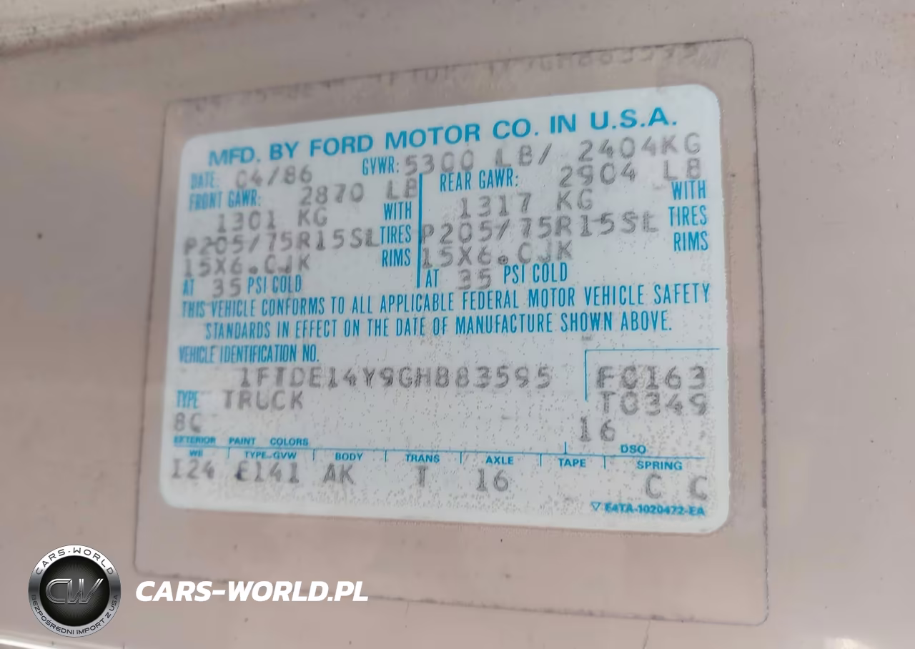 1986 Ford Econoline E150 Van VIN:1FTDE14Y9GHB83595 - 9