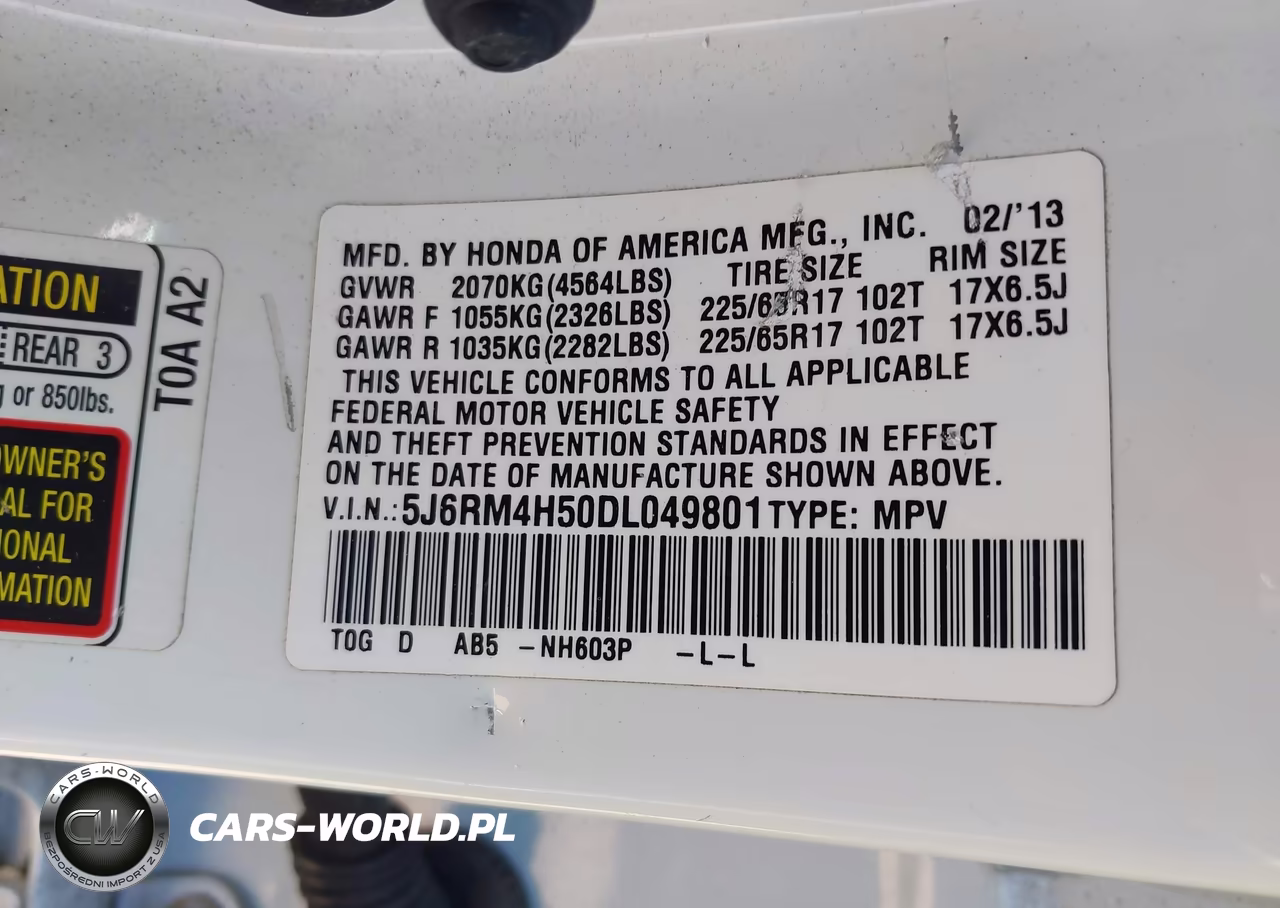 2013 Honda Cr-V Ex VIN:5J6RM4H50DL049801 - 9