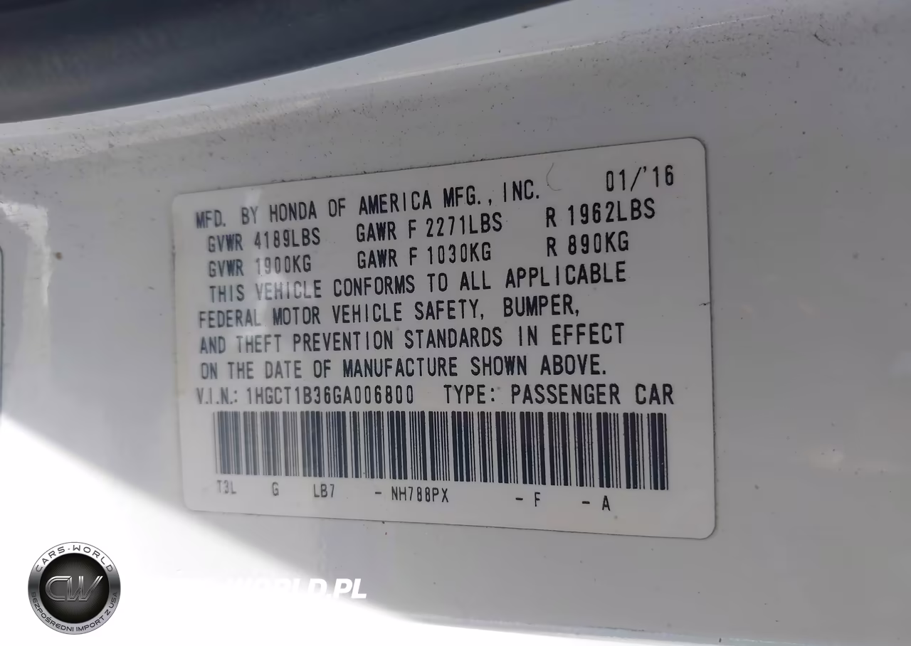 2016 Honda Accord Lx-S VIN:1HGCT1B36GA006800 - 9