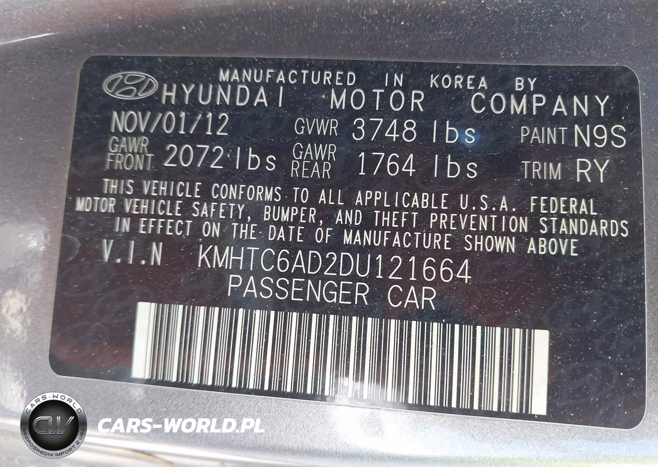 2013 Hyundai Veloster Base W-Black VIN:KMHTC6AD2DU121664 - 9