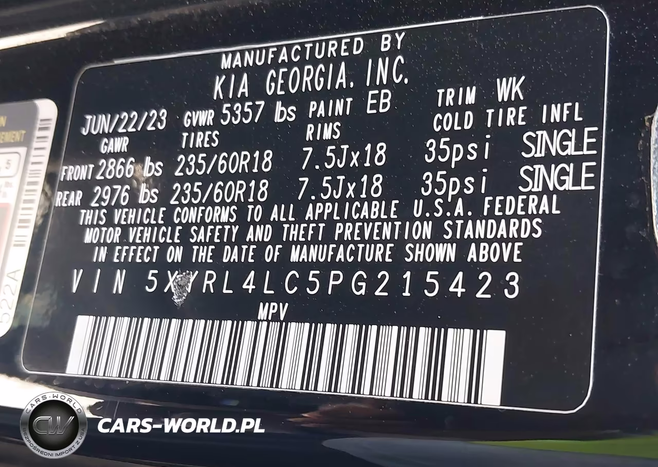 2023 Kia Sorento S VIN:5XYRL4LC5PG215423 - 9