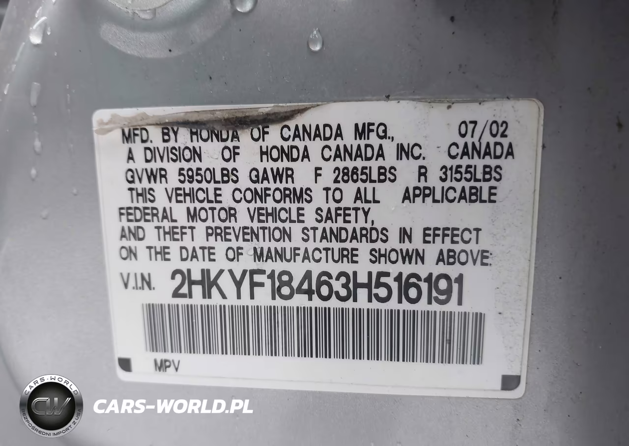2003 Honda Pilot Ex VIN:2HKYF18463H516191 - 9