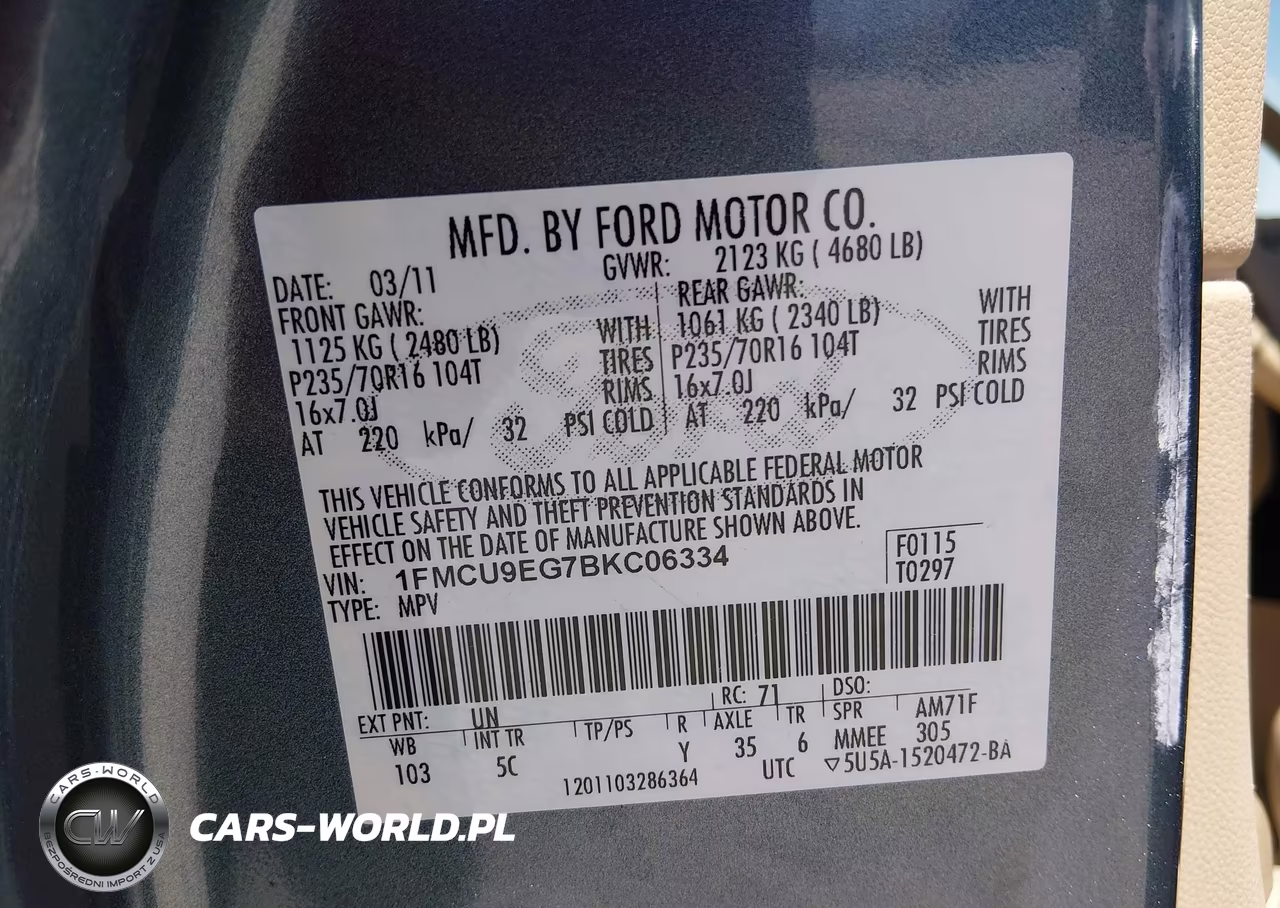 2011 Ford Escape Limited VIN:1FMCU9EG7BKC06334 - 9