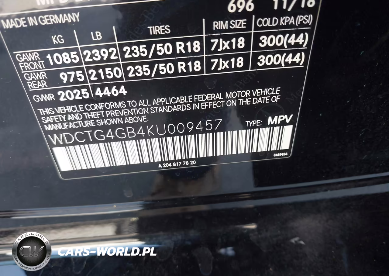2019 Mercedes-Benz Gla 250 4Matic VIN:WDCTG4GB4KU009457 - 9