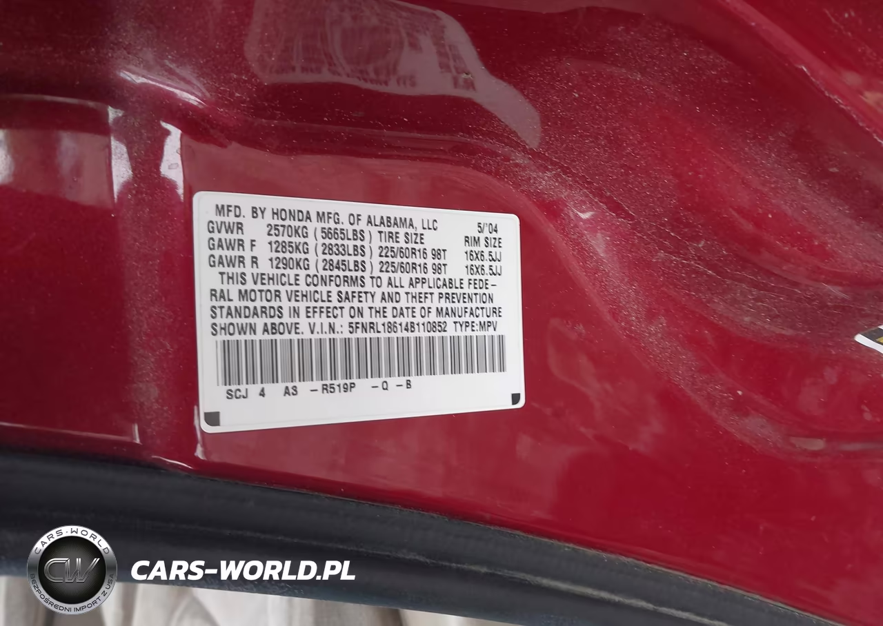 2004 Honda Odyssey Ex VIN:5FNRL18614B110852 - 9