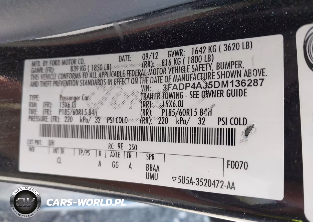2013 Ford Fiesta S VIN:3FADP4AJ5DM136287 - 9