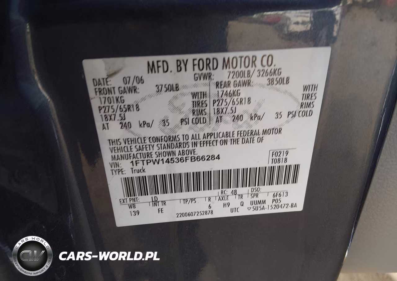 2006 Ford F-150 Fx4-Lariat-Xlt VIN:1FTPW14536FB66284 - 9