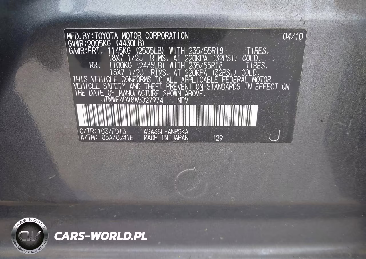 2010 Toyota Rav4 Sport VIN:JTMWF4DV8A5027974 - 9