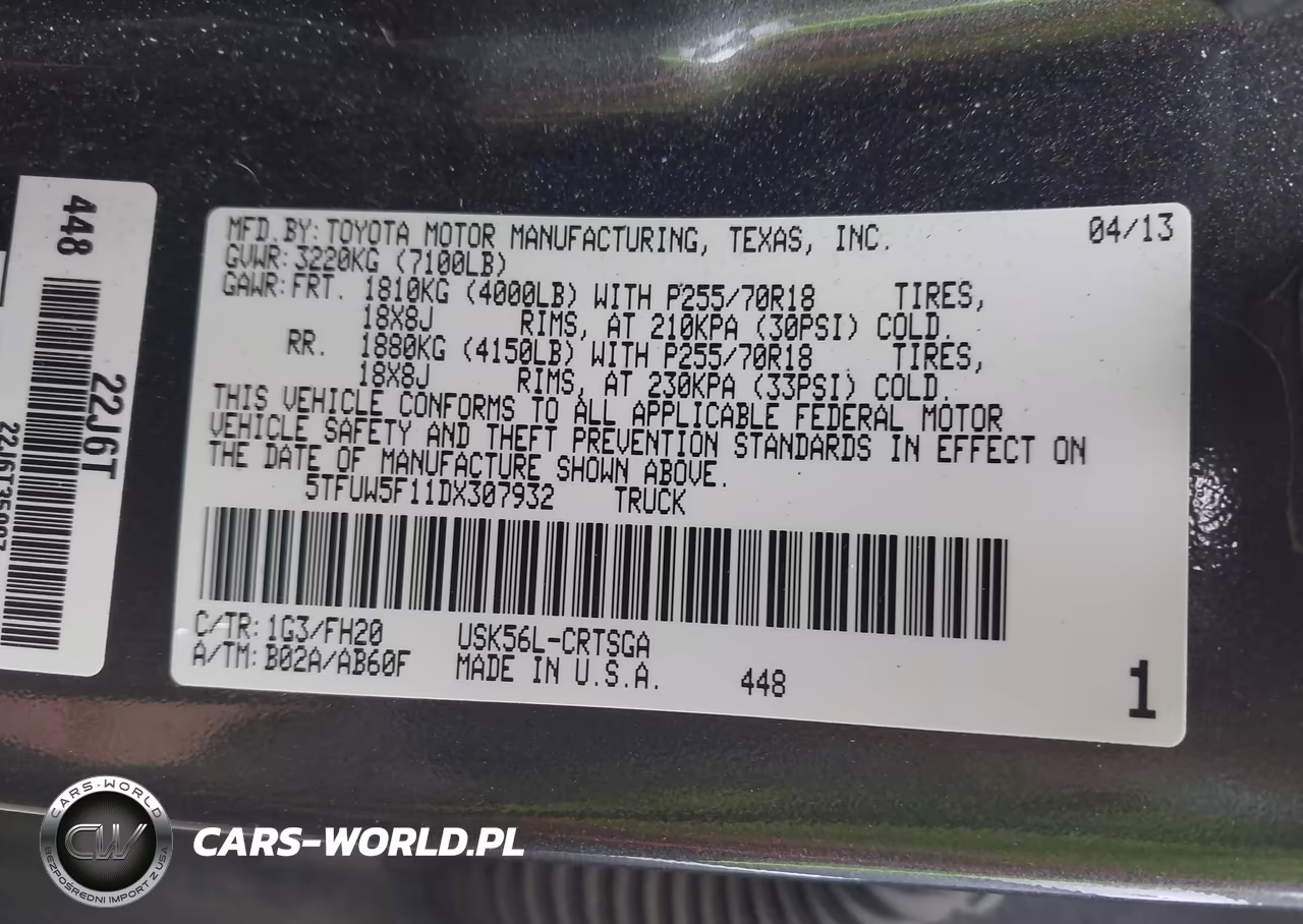2013 Toyota Tundra Grade 5.7L V8 VIN:5TFUW5F11DX307932 - 9