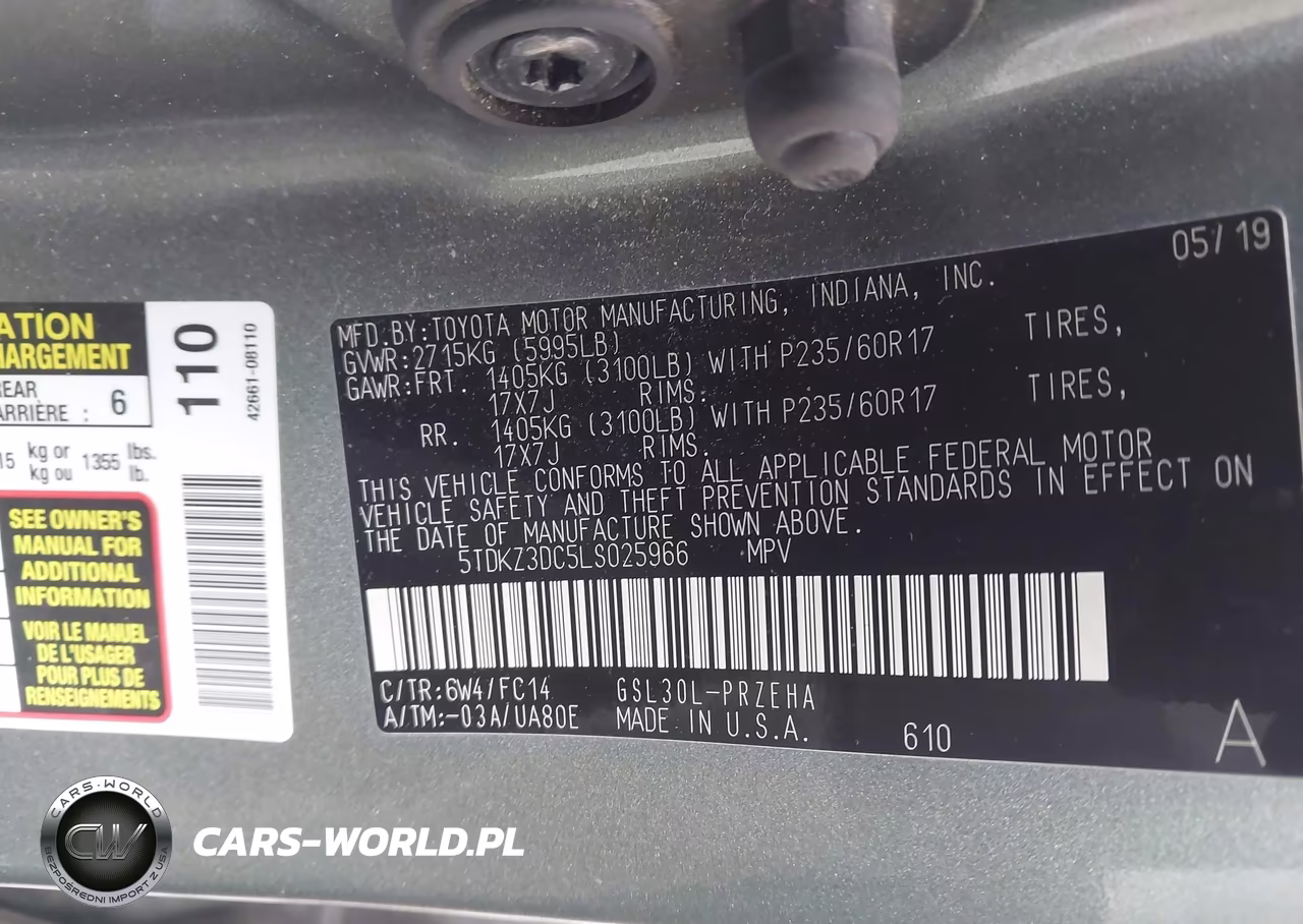 2020 Toyota Sienna Le VIN:5TDKZ3DC5LS025966 - 9