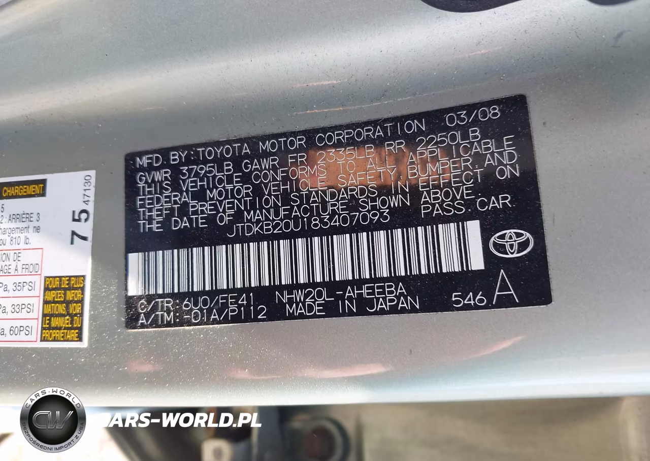 2008 Toyota Prius VIN:JTDKB20U183407093 - 9