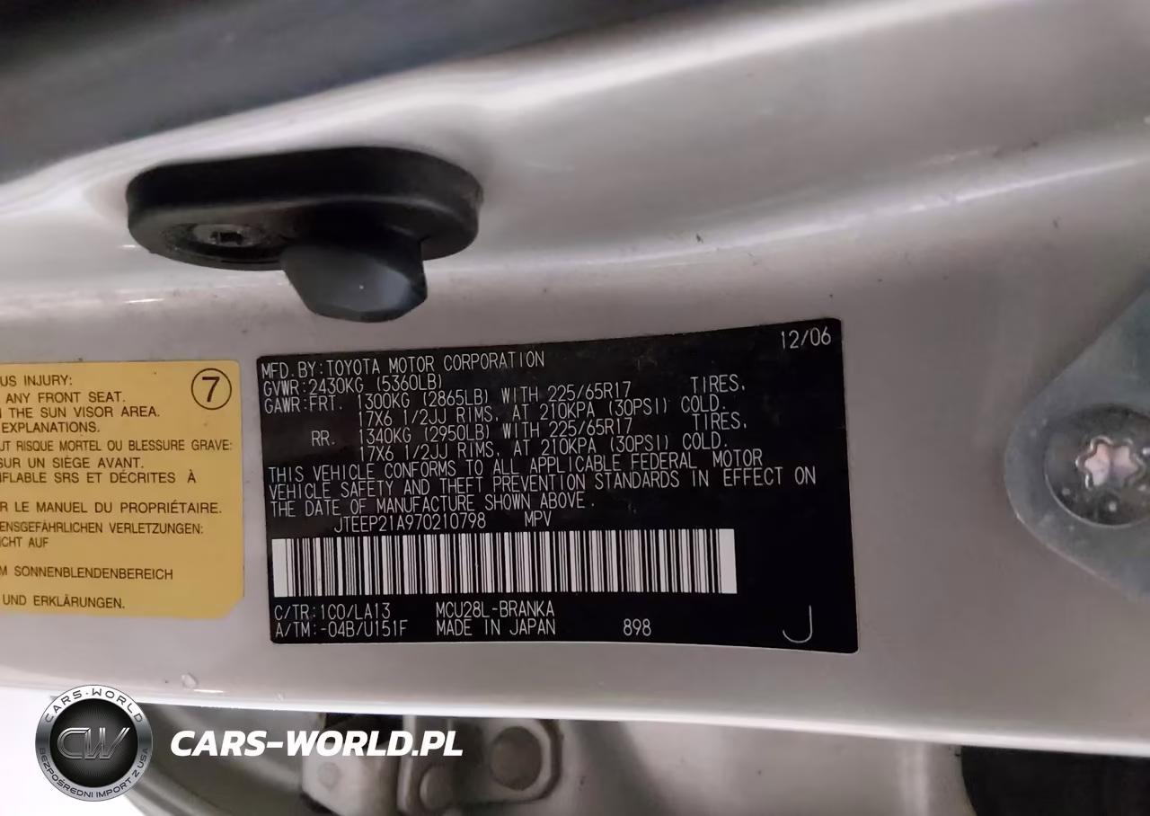 2007 Toyota Highlander Limited V6 VIN:JTEEP21A970210798 - 9