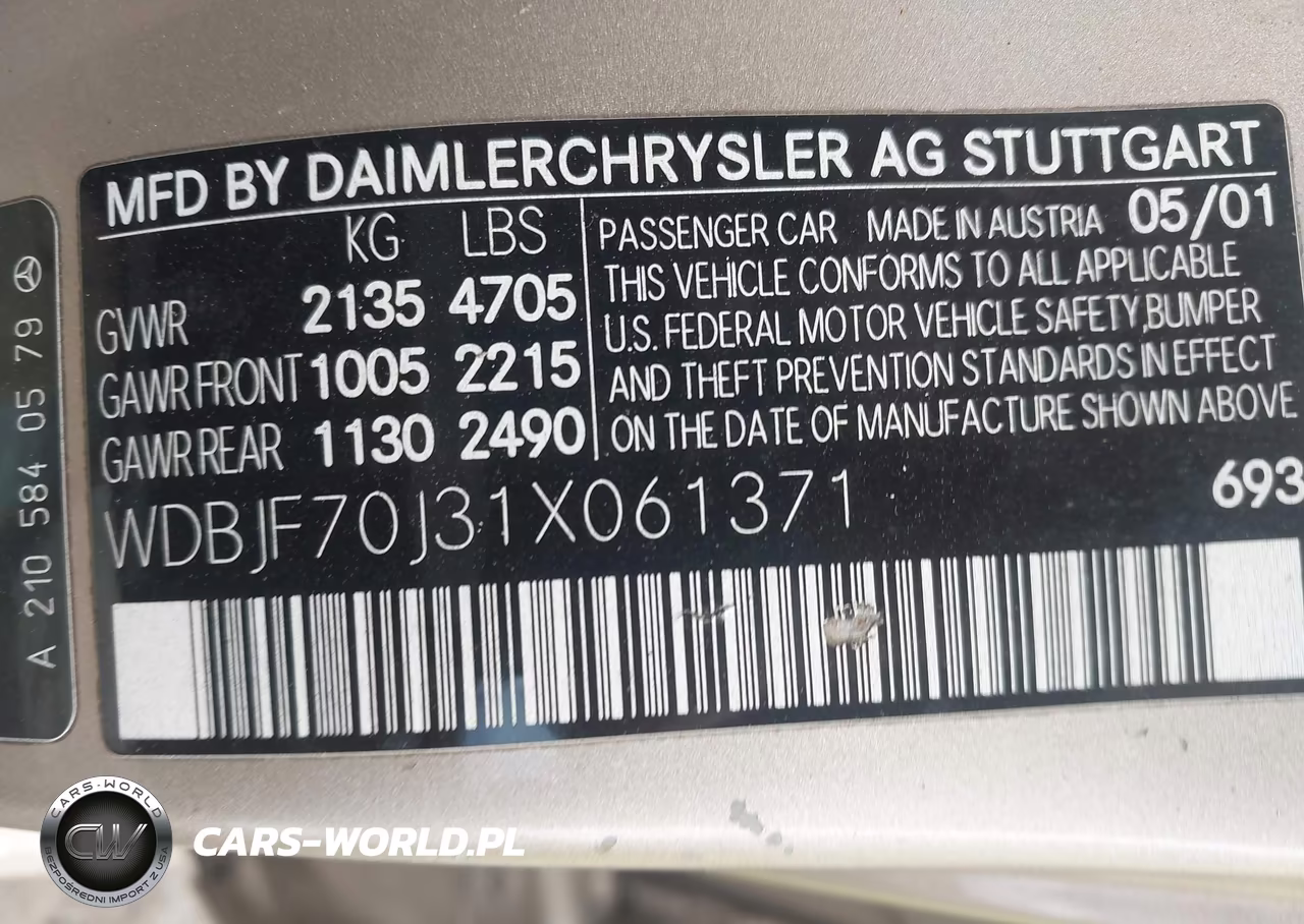 2001 Mercedes-Benz E 430 VIN:WDBJF70J31X061371 - 9