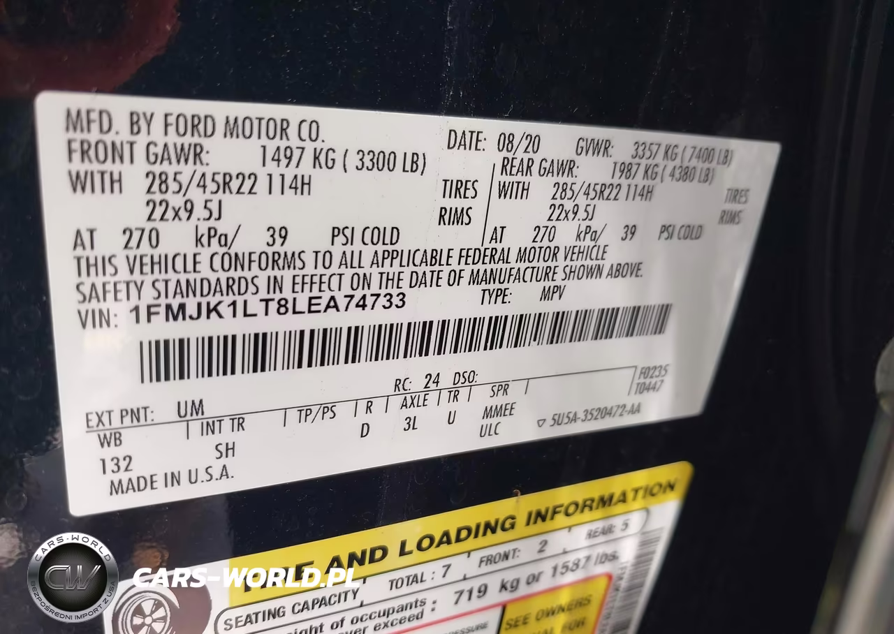 2020 Ford Expedition Platinum Max VIN:1FMJK1LT8LEA74733 - 9