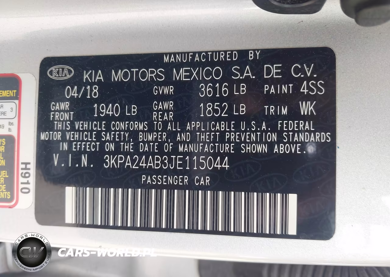 2018 Kia Rio S VIN:3KPA24AB3JE115044 - 9
