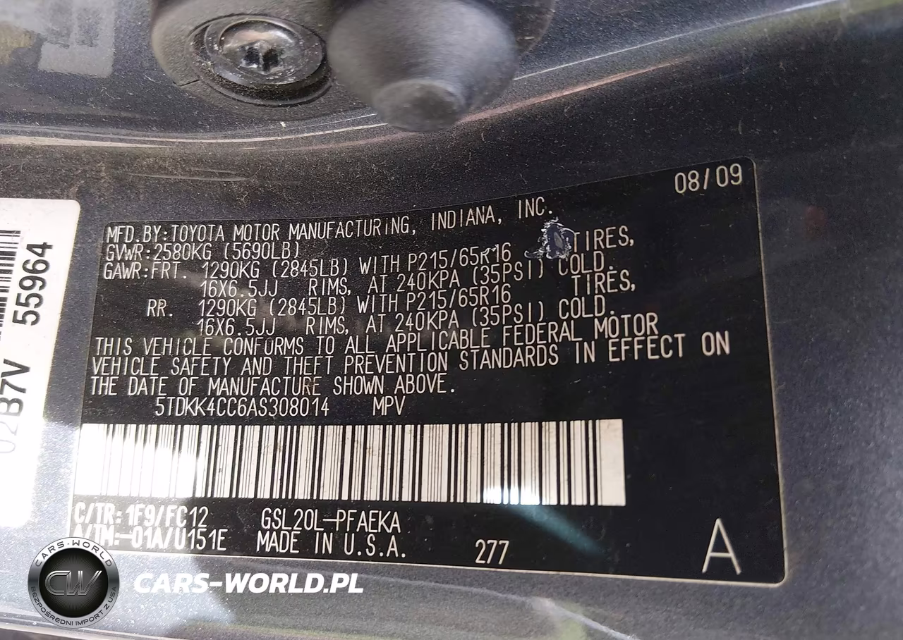 2010 Toyota Sienna Le VIN:5TDKK4CC6AS308014 - 9