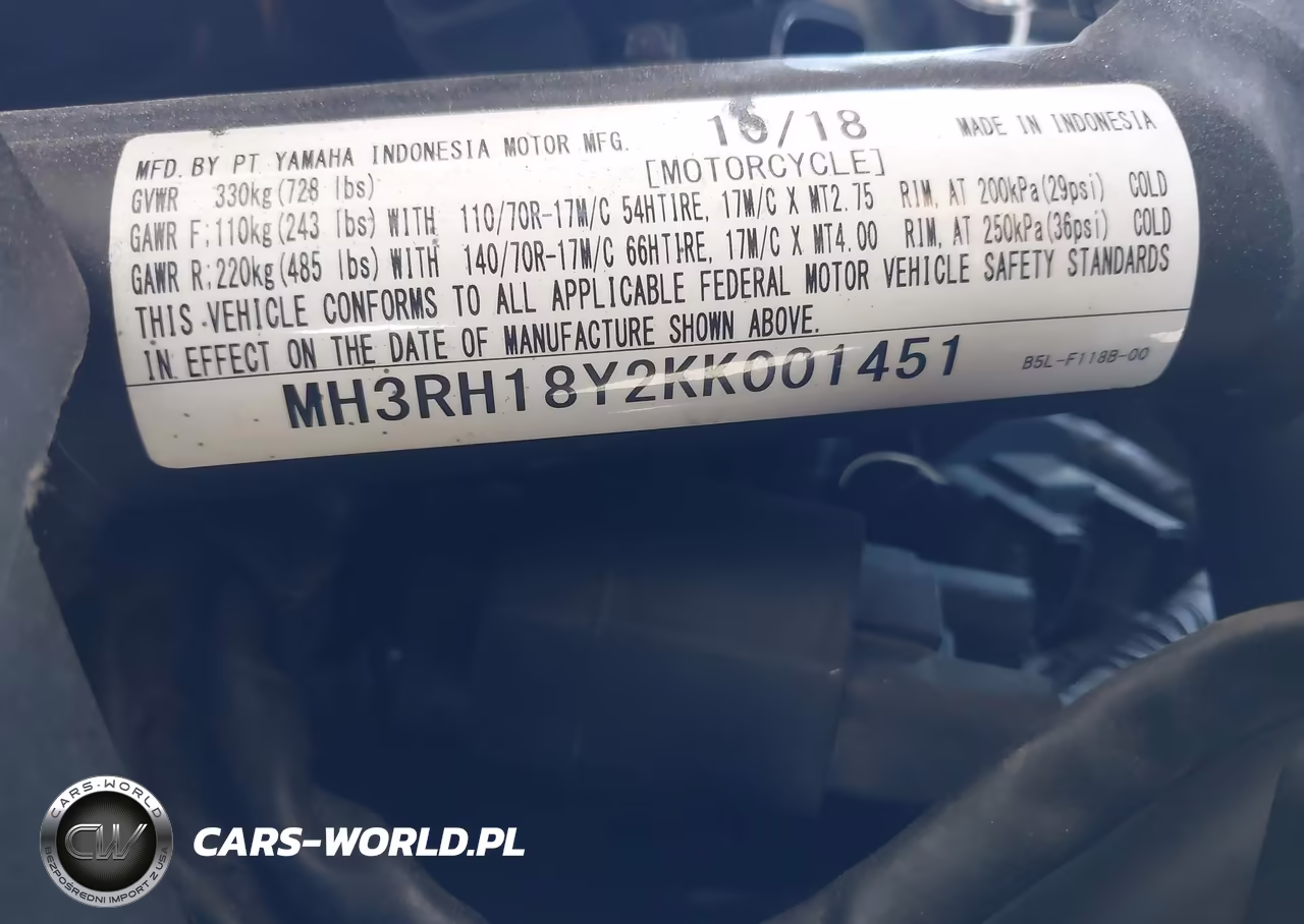 2019 Yamaha Yzfr3 A VIN:MH3RH18Y2KK001451 - 10