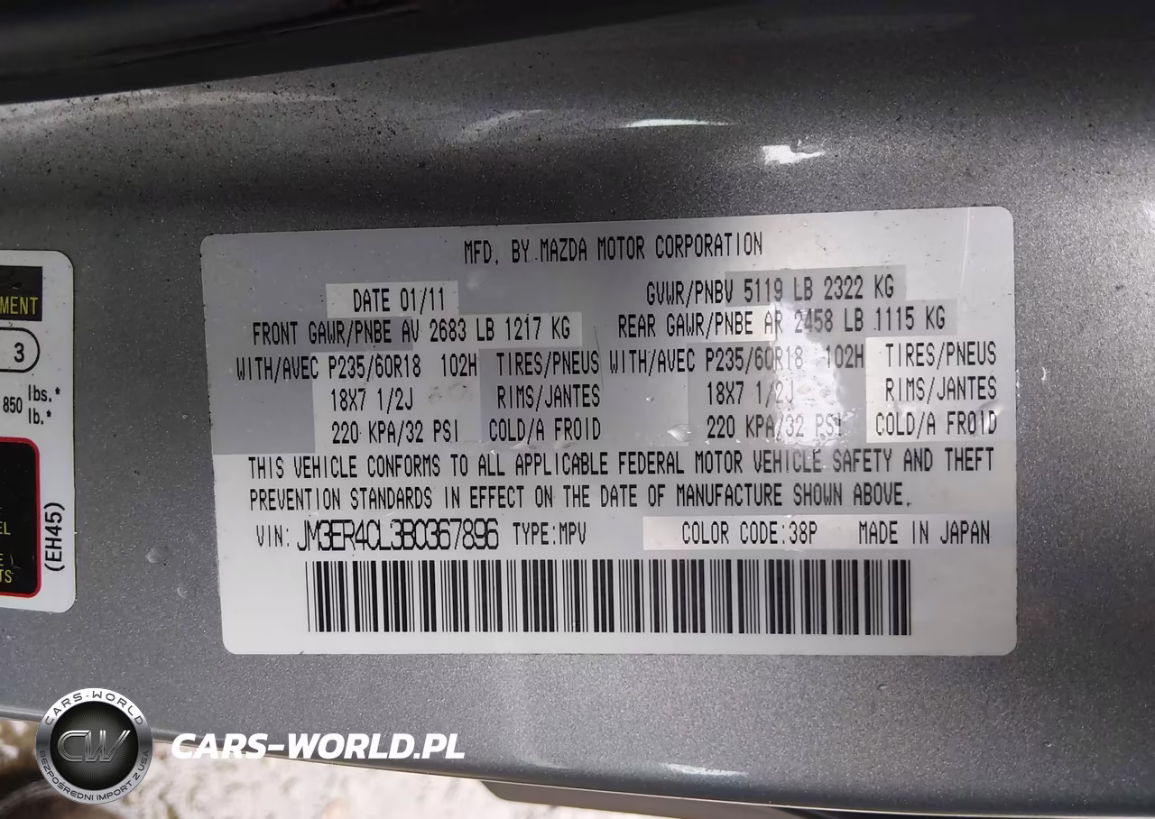 2011 Mazda Cx-7 S Touring VIN:JM3ER4CL3B0367896 - 9