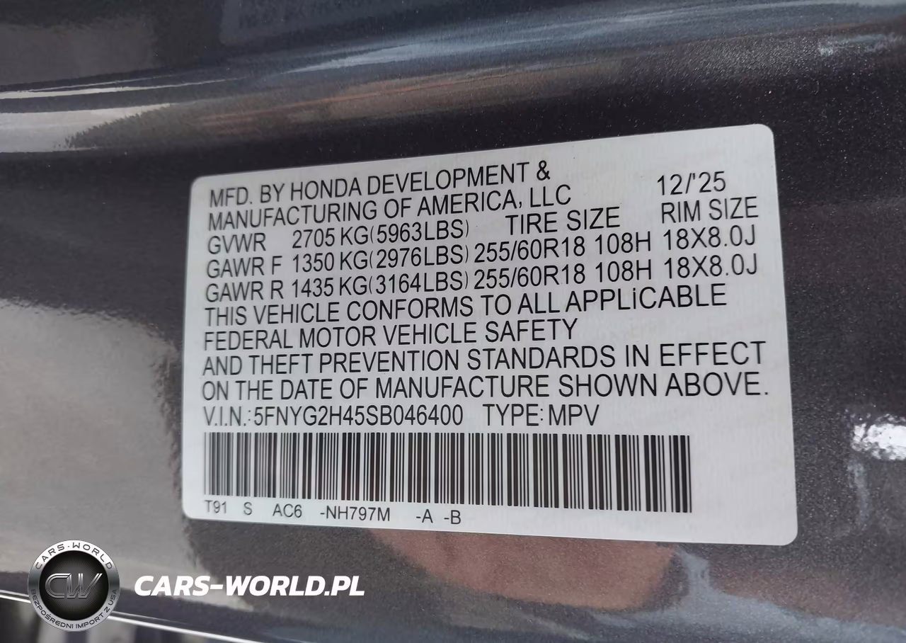 2025 Honda Pilot Ex-L VIN:5FNYG2H45SB046400 - 9