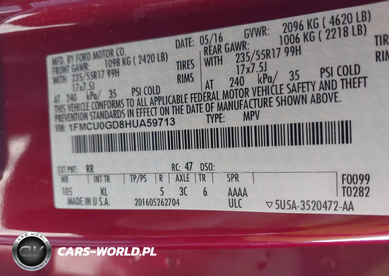 2017 Ford Escape Se VIN:1FMCU0GD8HUA59713 - 9