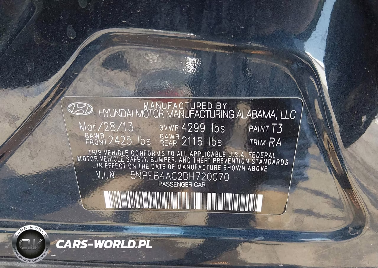 2013 Hyundai Sonata Gls VIN:5NPEB4AC2DH720070 - 9