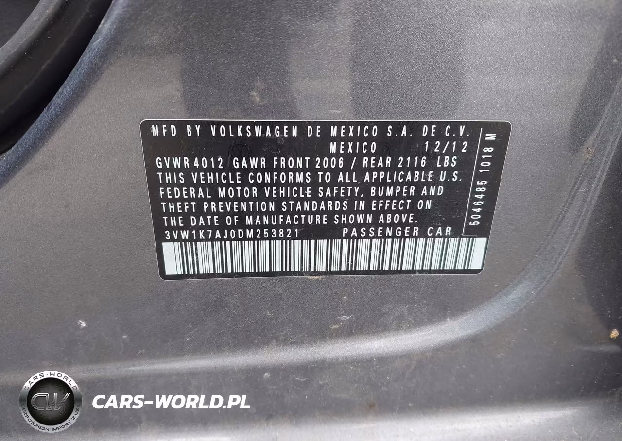 2013 Volkswagen Jetta 2.0L S VIN:3VW1K7AJ0DM253821 - 9