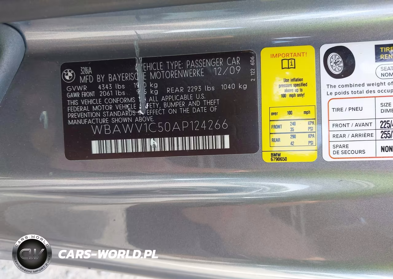 2010 BMW 328I VIN:WBAWV1C50AP124266 - 9