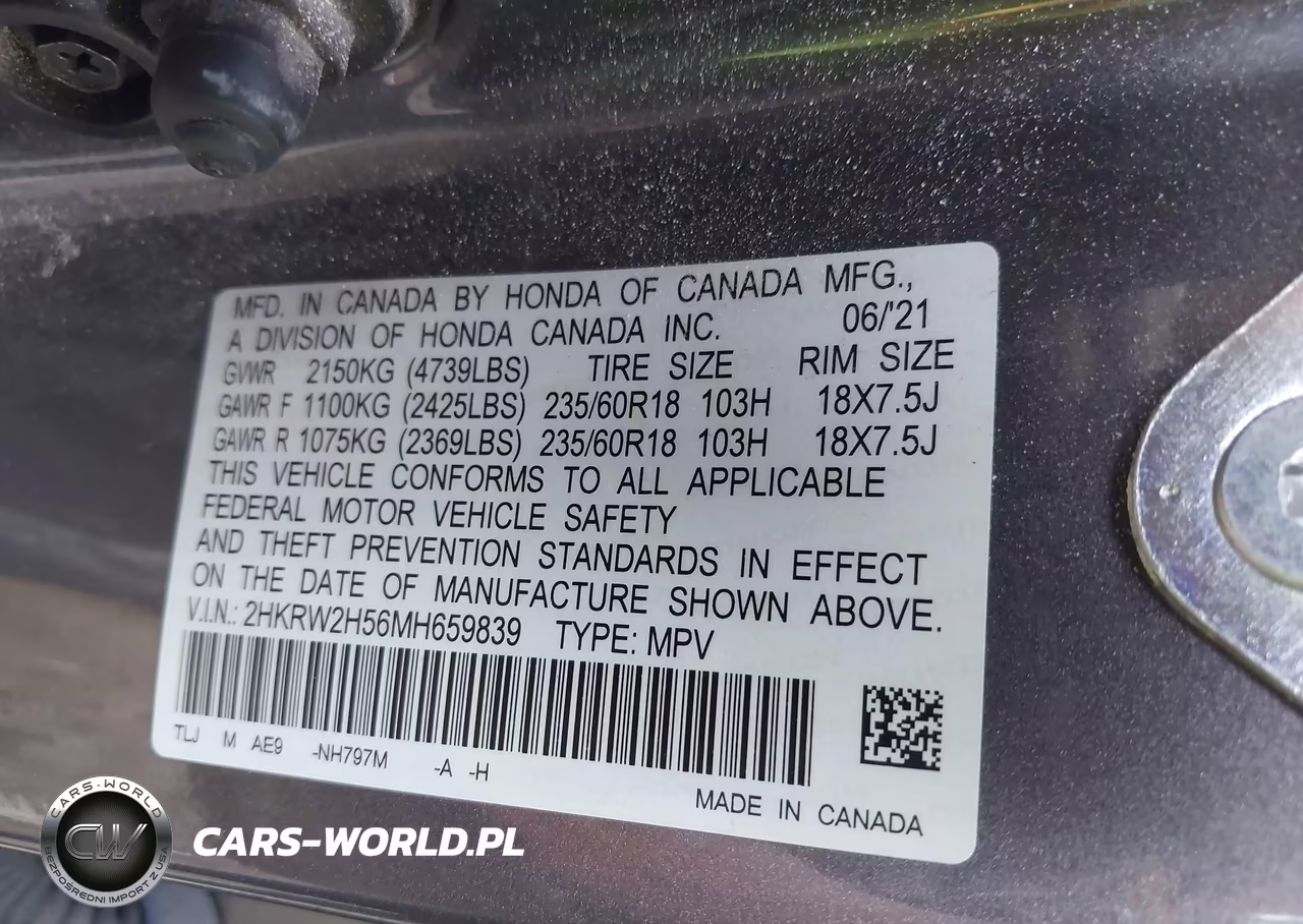 2021 Honda Cr-V Awd Ex VIN:2HKRW2H56MH659839 - 9