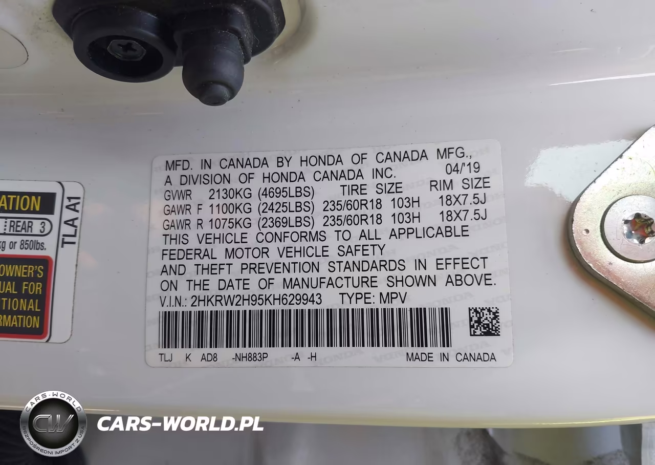 2019 Honda Cr-V Touring VIN:2HKRW2H95KH629943 - 9