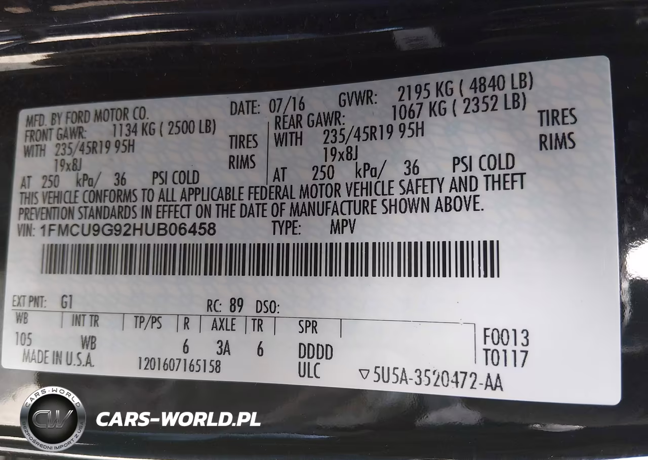2017 Ford Escape Se VIN:1FMCU9G92HUB06458 - 9