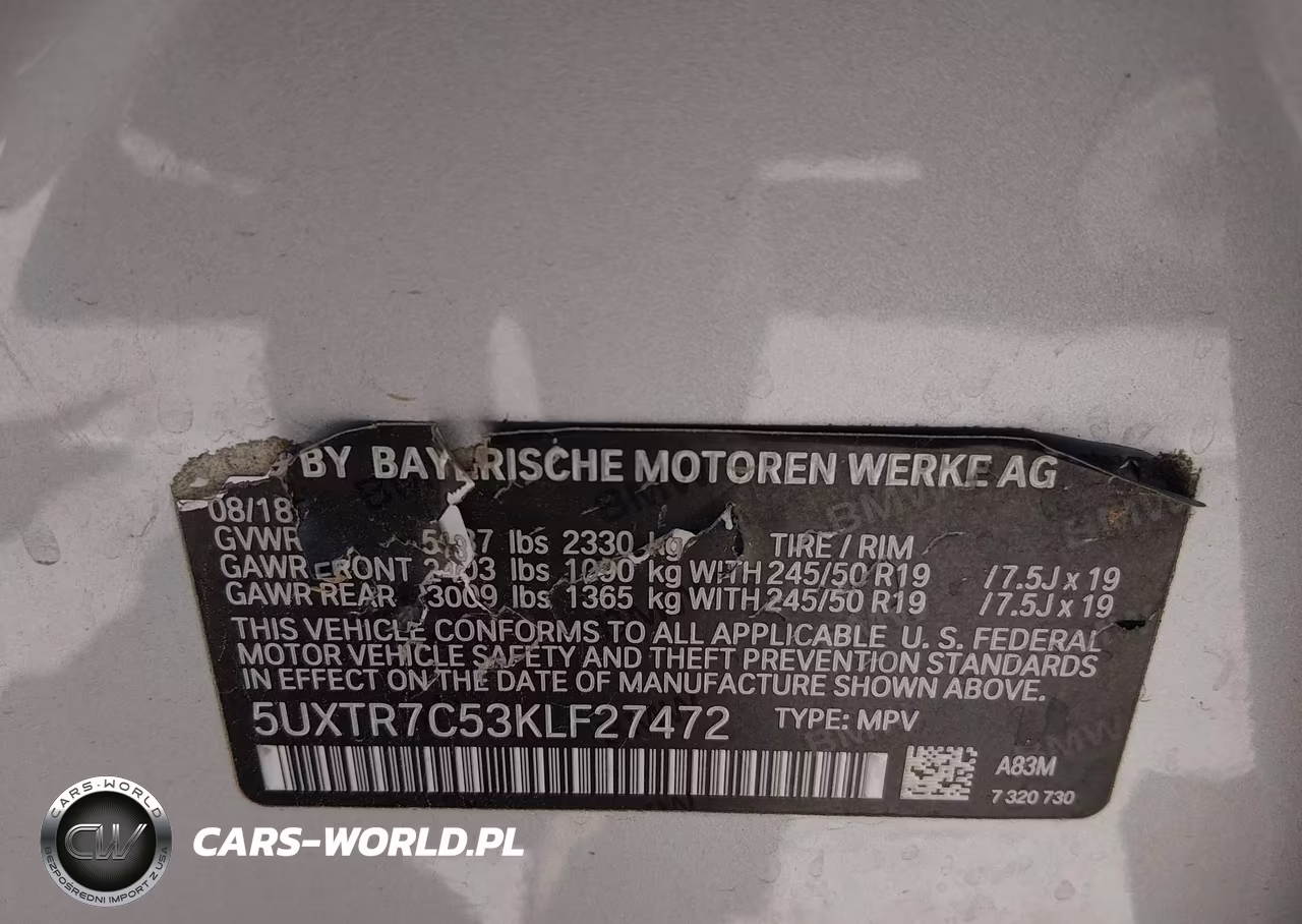 2019 BMW X3 Sdrive30I VIN:5UXTR7C53KLF27472 - 9