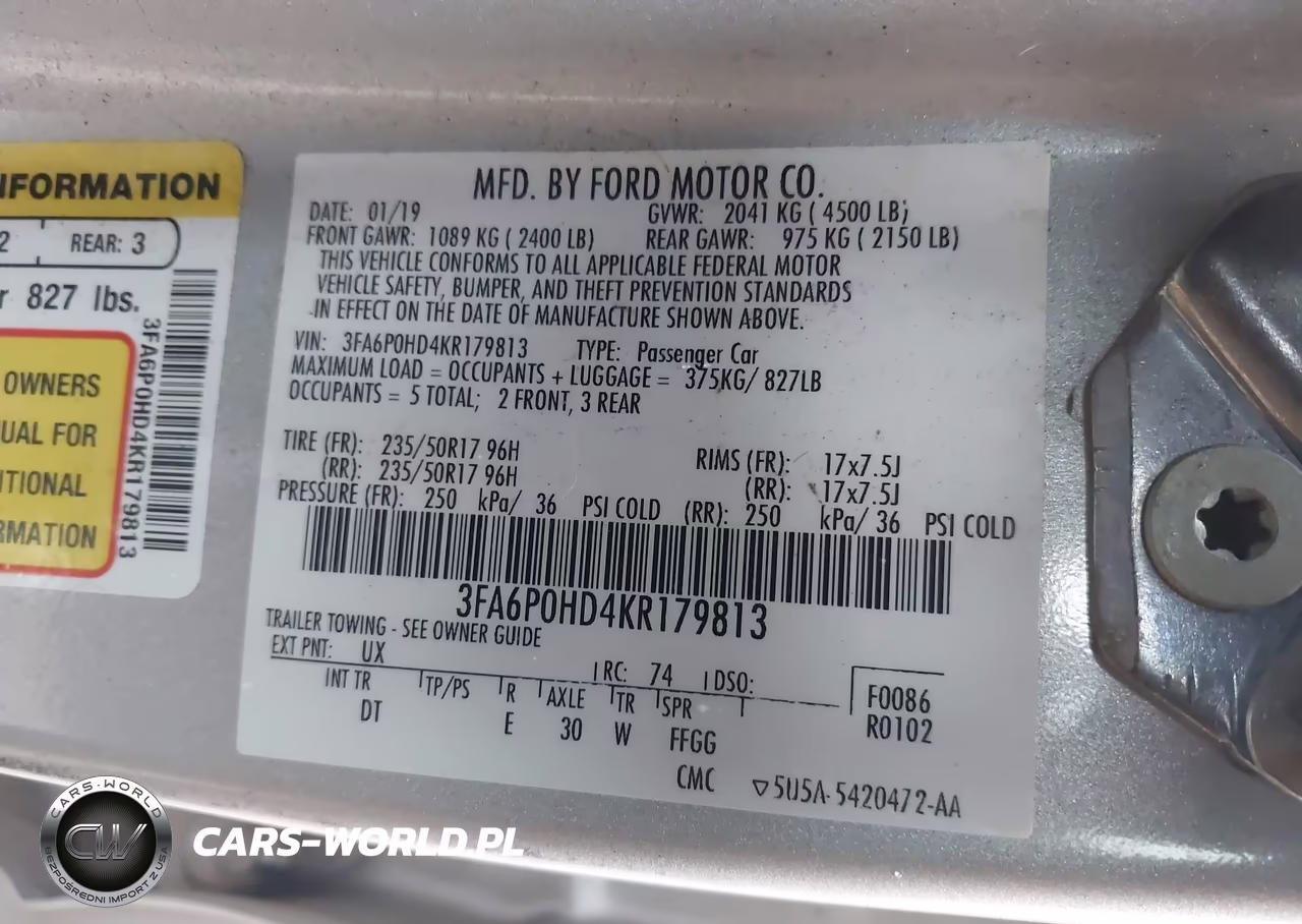 2019 Ford Fusion Se VIN:3FA6P0HD4KR179813 - 9