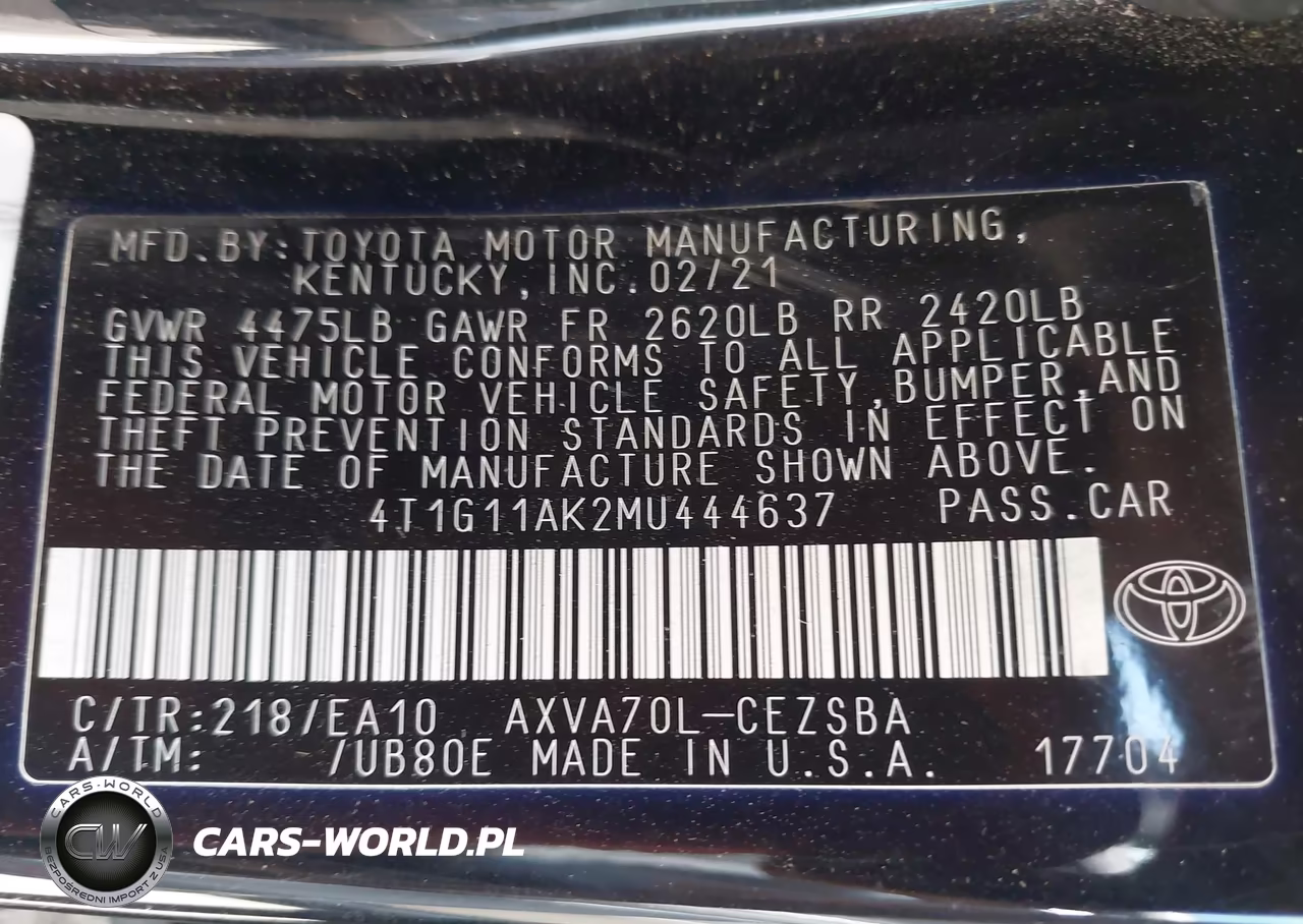 2021 Toyota Camry Se VIN:4T1G11AK2MU444637 - 9