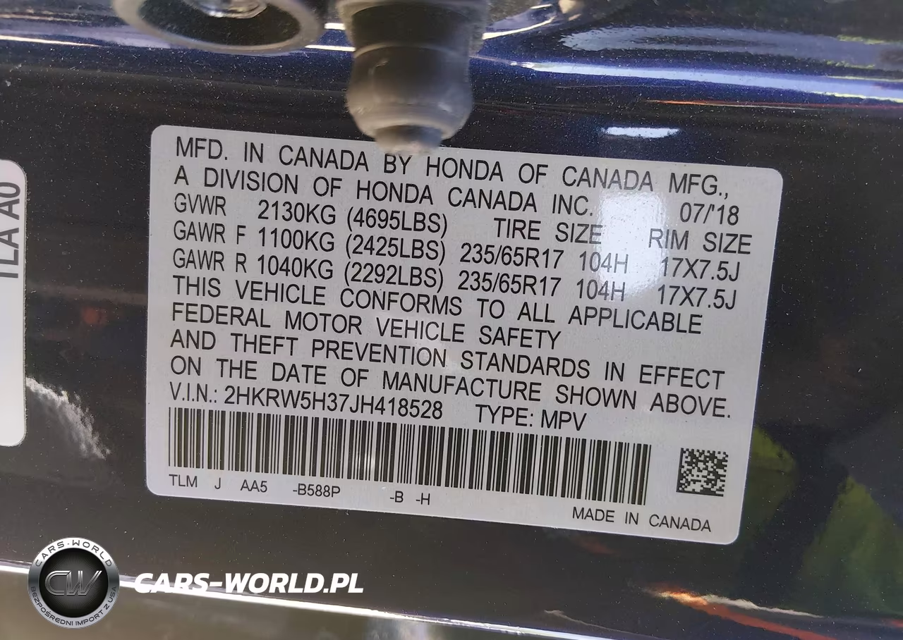 2018 Honda Cr-V Lx VIN:2HKRW5H37JH418528 - 9